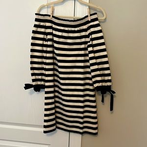 J.Crew Off The Shoulder Navy and White Striped Dress Size Small